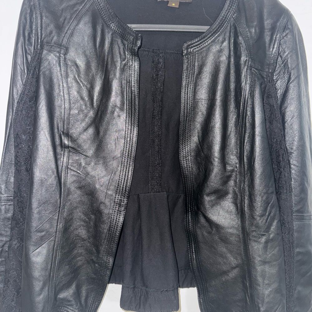 Louis Vuitton black leather and lace